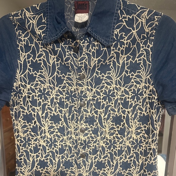 Jean Paul Gaultier Denim Embroidered Vintage Top - Picture 2 of 4